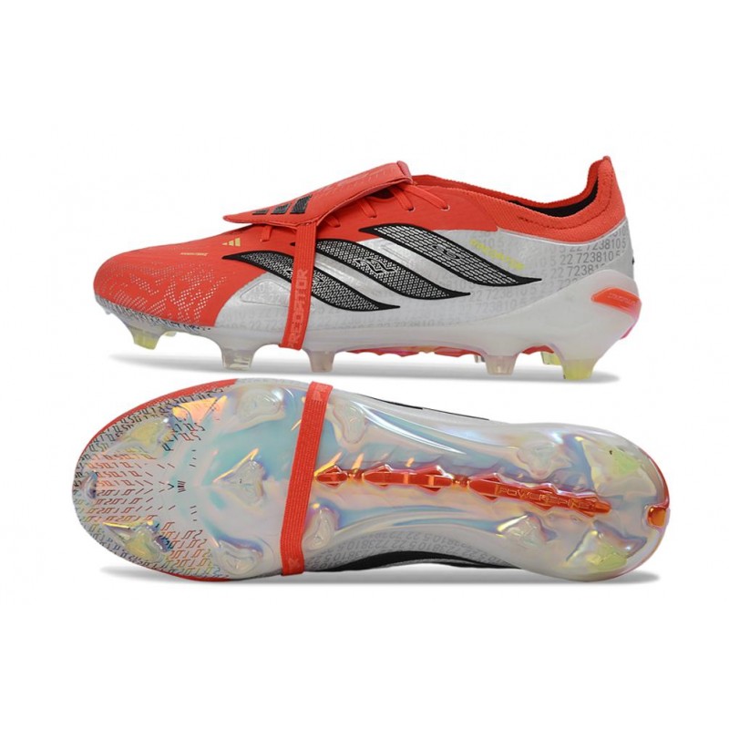 Adidas Predator 26 Elite Fold Over Tongue FG Röd Svart Vit för Herr 4 Billiga Fotbollsskor Adidas Predator 26 Elite Fold Over Tongue FG Röd Svart Vit 4