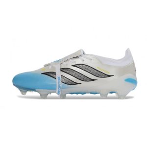 Adidas Predator 26 Elite Fold Over Tongue FG Vit Blå Svart för Herr Billiga Fotbollsskor Adidas Predator 26 Elite Fold Over Tongue FG Vit Blå Svart