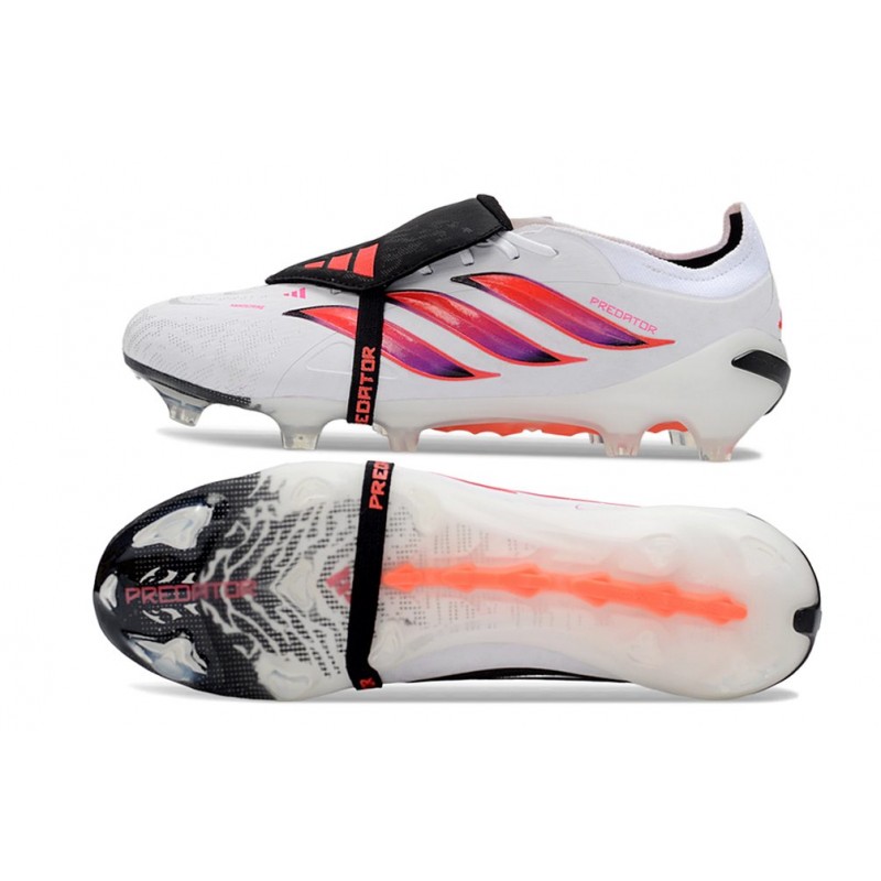 Adidas Predator 26 Elite Fold Over Tongue FG Vit Röd Svart för Herr 4 Billiga Fotbollsskor Adidas Predator 26 Elite Fold Over Tongue FG Vit Röd Svart 4
