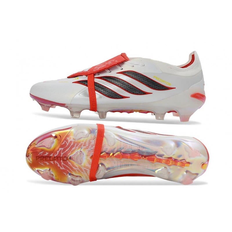 Adidas Predator 26 Elite Fold Over Tongue FG Vit Röd Svart för Herr 4 Billiga Fotbollsskor Adidas Predator 26 Elite Fold Over Tongue FG Vit Röd Svart 4