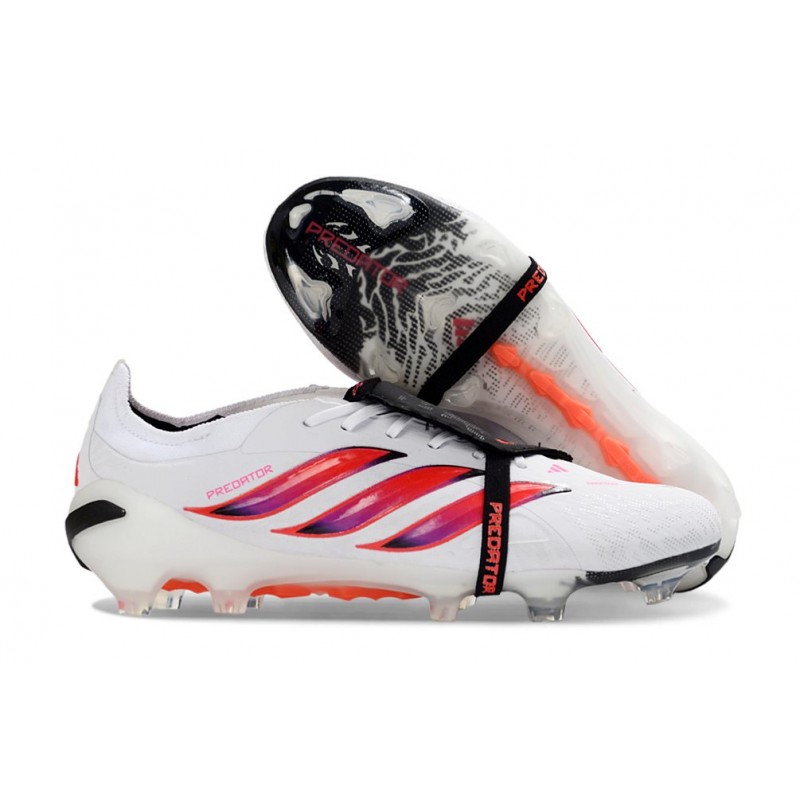 Adidas Predator 26 Elite Fold Over Tongue FG Vit Röd Svart för Herr 5 Billiga Fotbollsskor Adidas Predator 26 Elite Fold Over Tongue FG Vit Röd Svart 5