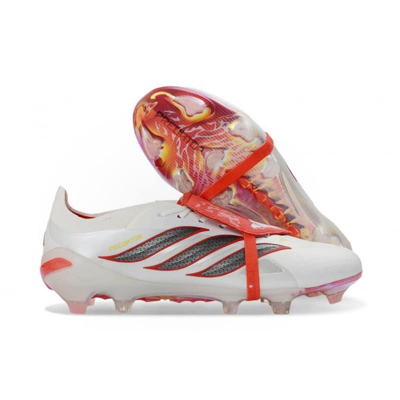Adidas Predator 26 Elite Fold Over Tongue FG Vit Röd Svart för Herr 5 Billiga Fotbollsskor Adidas Predator 26 Elite Fold Over Tongue FG Vit Röd Svart 5