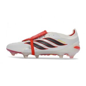Adidas Predator 26 Elite Fold Over Tongue FG Vit Röd Svart för Herr Billiga Fotbollsskor Adidas Predator 26 Elite Fold Over Tongue FG Vit Röd Svart