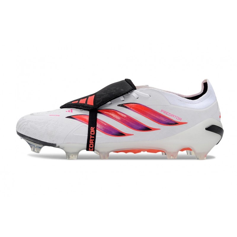 Adidas Predator 26 Elite Fold Over Tongue FG Vit Röd Svart för Herr 3 Billiga Fotbollsskor Adidas Predator 26 Elite Fold Over Tongue FG Vit Röd Svart 3