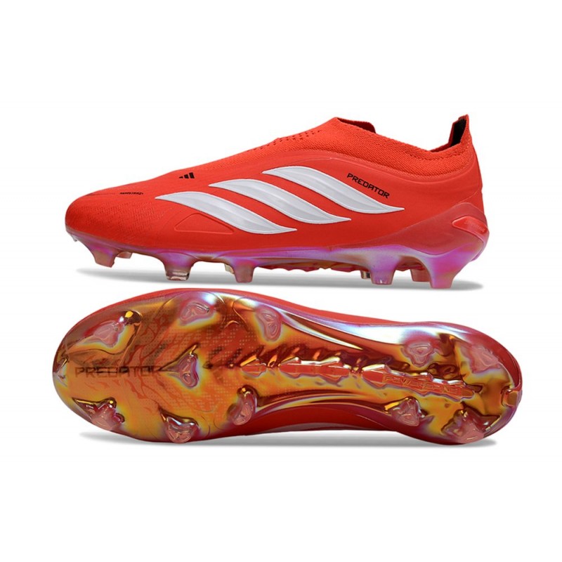 Adidas Predator Snörfria Elite FG Röd Vit för Herr 4 Billiga Fotbollsskor Adidas Predator Snörfria Elite FG Röd Vit 4
