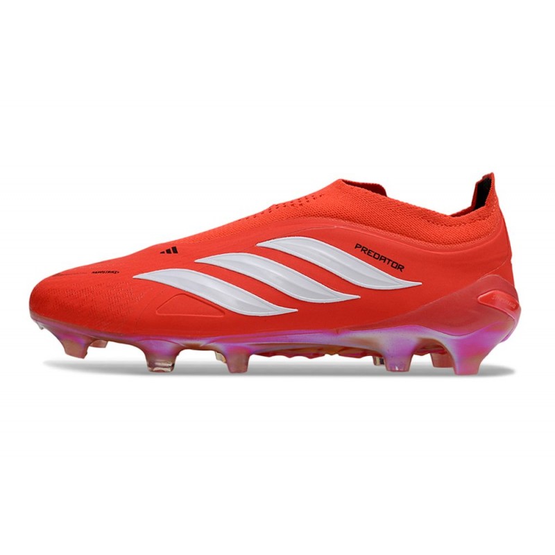 Adidas Predator Snörfria Elite FG Röd Vit för Herr 3 Billiga Fotbollsskor Adidas Predator Snörfria Elite FG Röd Vit 3