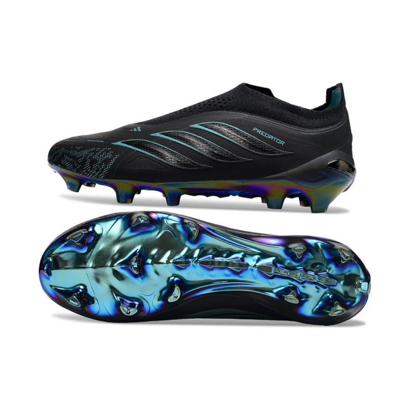 Adidas Predator Snörfria Elite FG Svart Blå för Herr 4 Billiga Fotbollsskor Adidas Predator Snörfria Elite FG Svart Blå 4