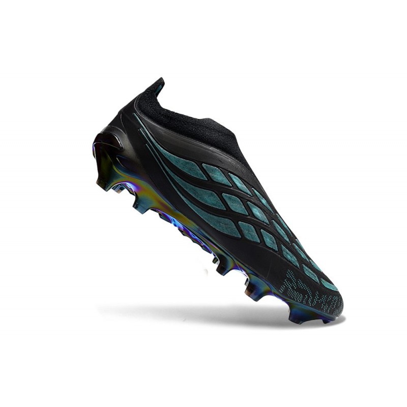 Adidas Predator Snörfria Elite FG Svart Blå för Herr 9 Billiga Fotbollsskor Adidas Predator Snörfria Elite FG Svart Blå 9