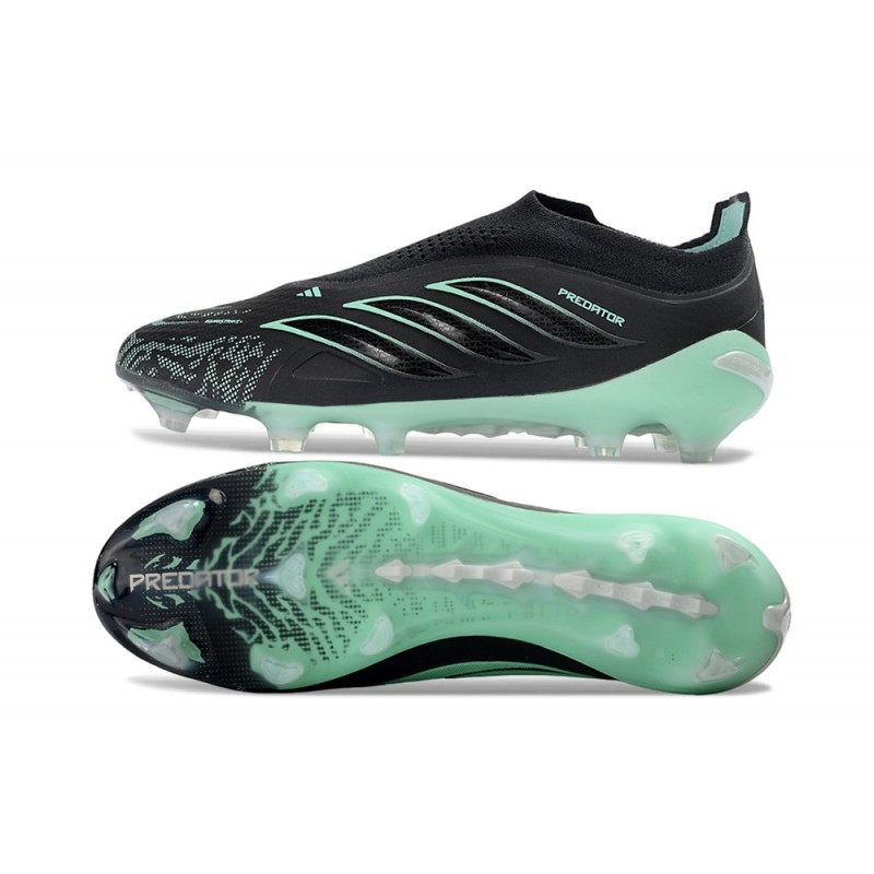 Adidas Predator Snörfria Elite FG Svart Grön för Herr 4 Billiga Fotbollsskor Adidas Predator Snörfria Elite FG Svart Grön 4