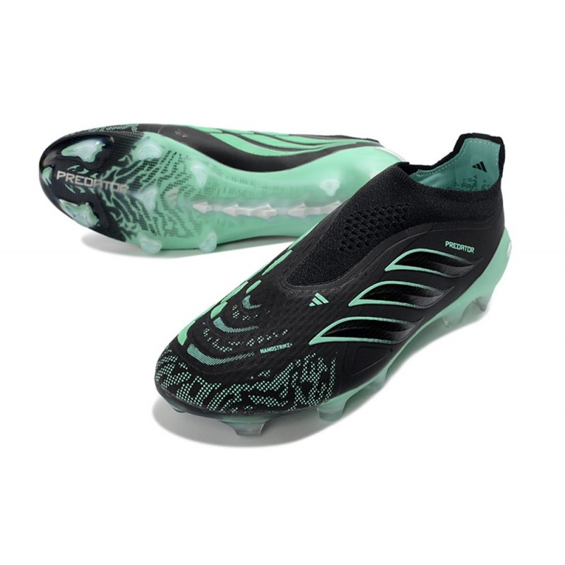 Adidas Predator Snörfria Elite FG Svart Grön för Herr 7 Billiga Fotbollsskor Adidas Predator Snörfria Elite FG Svart Grön 7