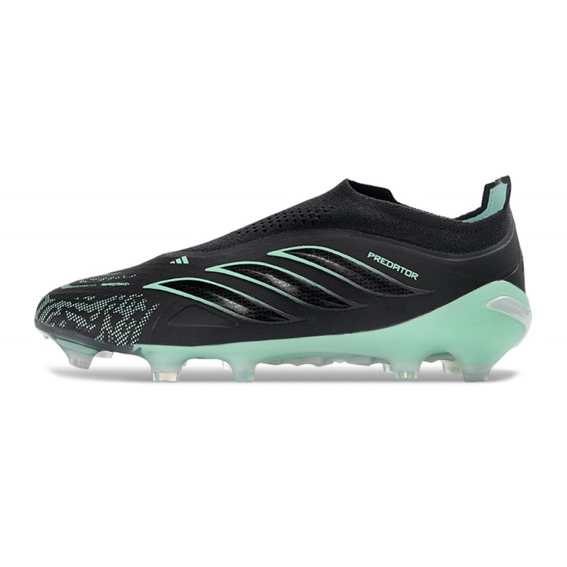 Adidas Predator Snörfria Elite FG Svart Grön för Herr 3 Billiga Fotbollsskor Adidas Predator Snörfria Elite FG Svart Grön 3