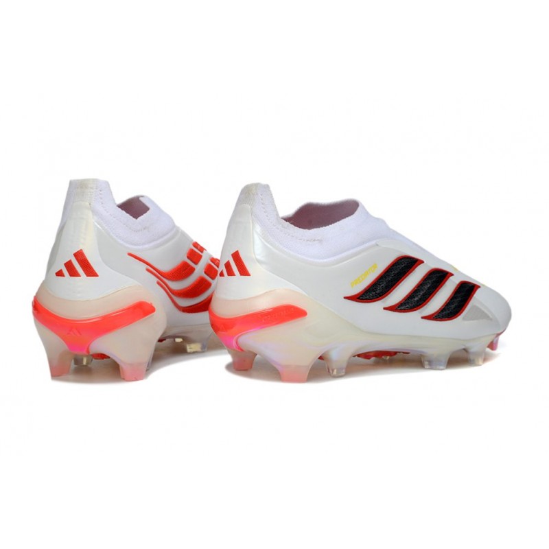 Adidas Predator Snörfria Elite FG Vit Röd Svart för Herr 6 Billiga Fotbollsskor Adidas Predator Snörfria Elite FG Vit Röd Svart 6