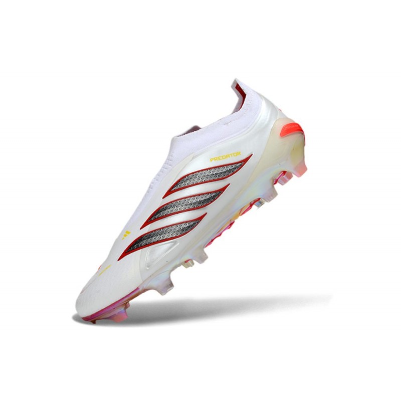 Adidas Predator Snörfria Elite FG Vit Röd Svart för Herr 8 Billiga Fotbollsskor Adidas Predator Snörfria Elite FG Vit Röd Svart 8
