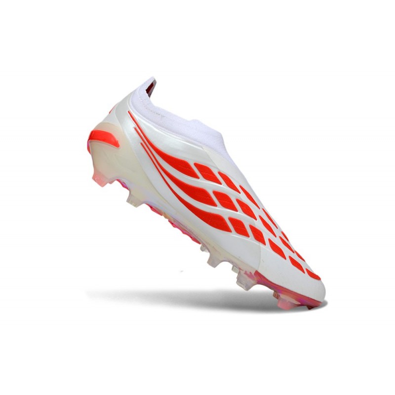 Adidas Predator Snörfria Elite FG Vit Röd Svart för Herr 9 Billiga Fotbollsskor Adidas Predator Snörfria Elite FG Vit Röd Svart 9