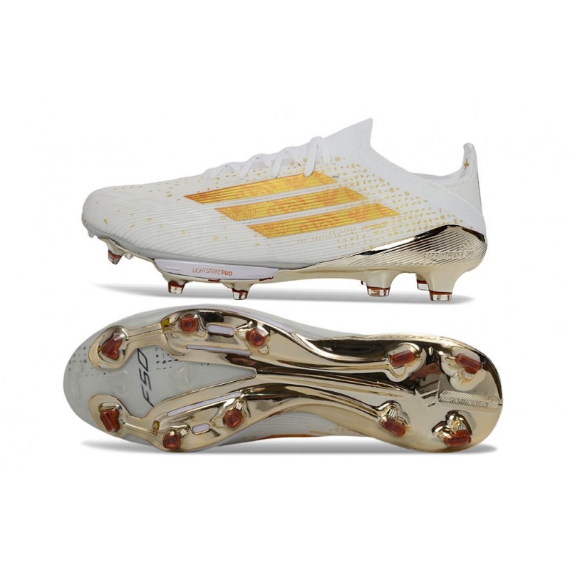 Fotbollsskor Adidas F50+ FG Vit Guld för Herr 4 Billiga Fotbollsskor Fotbollsskor Adidas F50+ FG Vit Guld 4