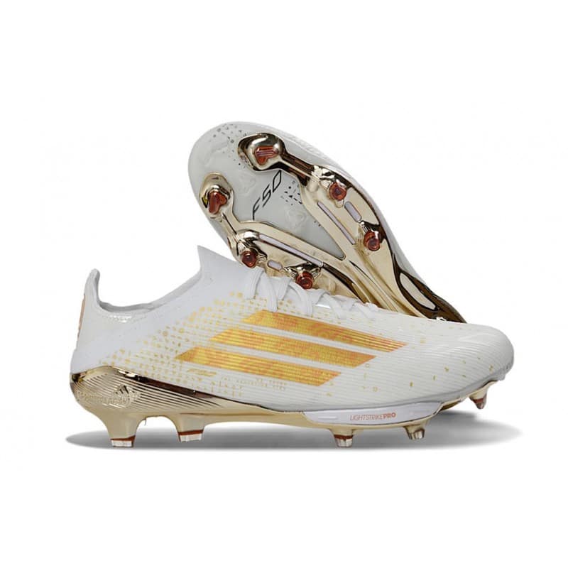 Fotbollsskor Adidas F50+ FG Vit Guld för Herr 5 Billiga Fotbollsskor Fotbollsskor Adidas F50+ FG Vit Guld 5