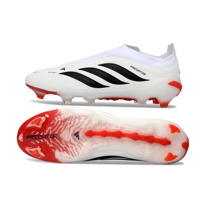 Fotbollsskor Adidas Predator Laceless Elite FG Vit Svart Röd för Herr 4 Billiga Fotbollsskor Fotbollsskor Adidas Predator Laceless Elite FG Vit Svart Röd 4