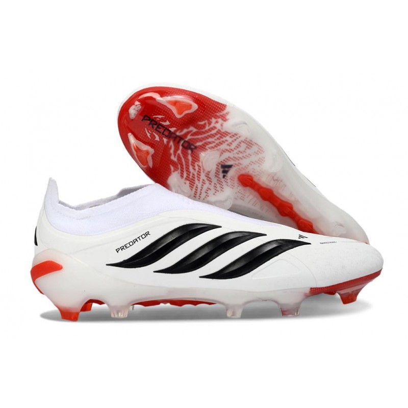 Fotbollsskor Adidas Predator Laceless Elite FG Vit Svart Röd för Herr 5 Billiga Fotbollsskor Fotbollsskor Adidas Predator Laceless Elite FG Vit Svart Röd 5