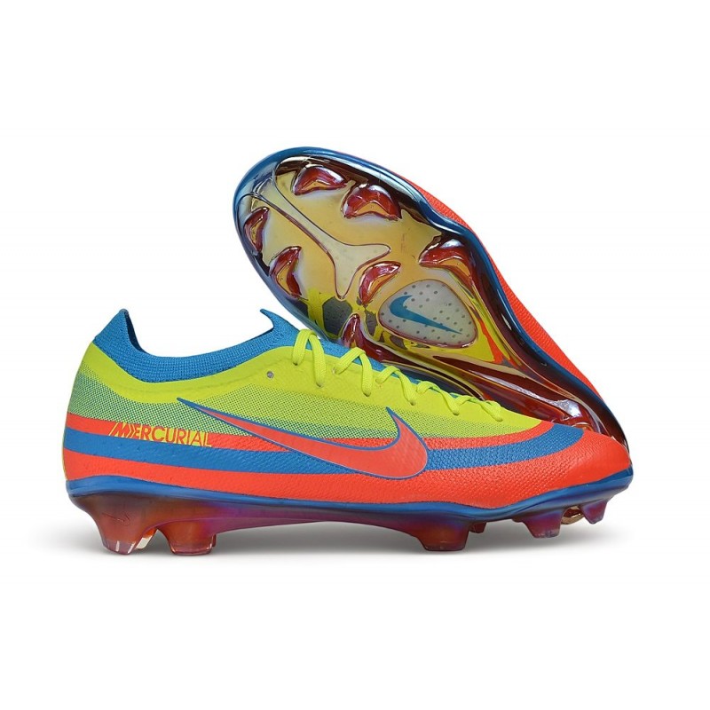 Nike Zoom Mercurial Vapor 17 Elite FG Gul Blå Röd för Herr 5 Billiga Fotbollsskor Nike Zoom Mercurial Vapor 17 Elite FG Gul Blå Röd 5